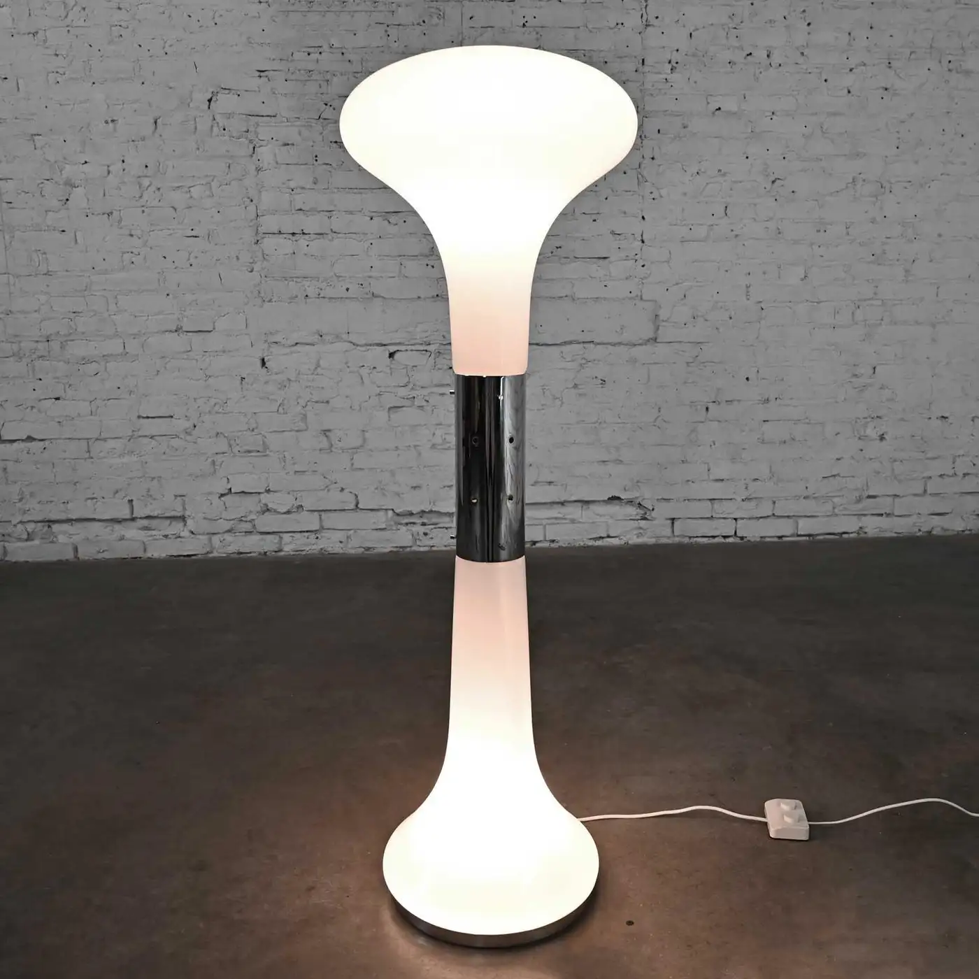 Vintage Milky White Glass & Chrome Lighting Sculptural Living Room Floor Lamp E27 G9*2