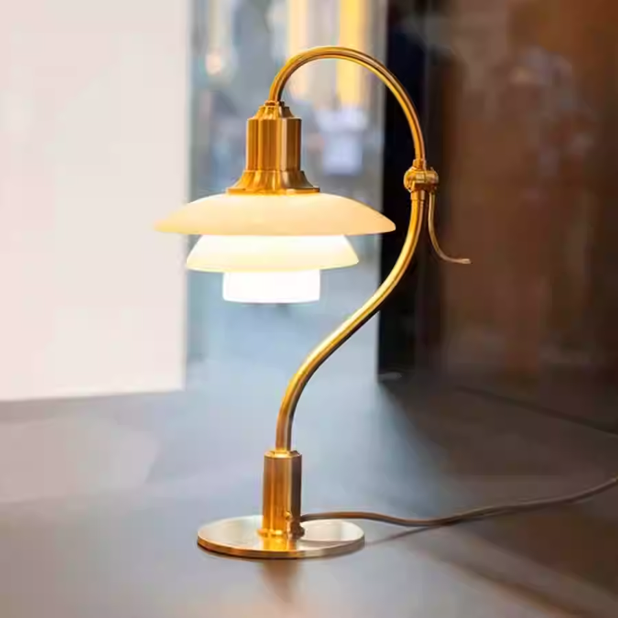 Modern High-end Metal Textured Glass Desk Light Study Reading Lamp Bedroom Bedside Table Lamp E14