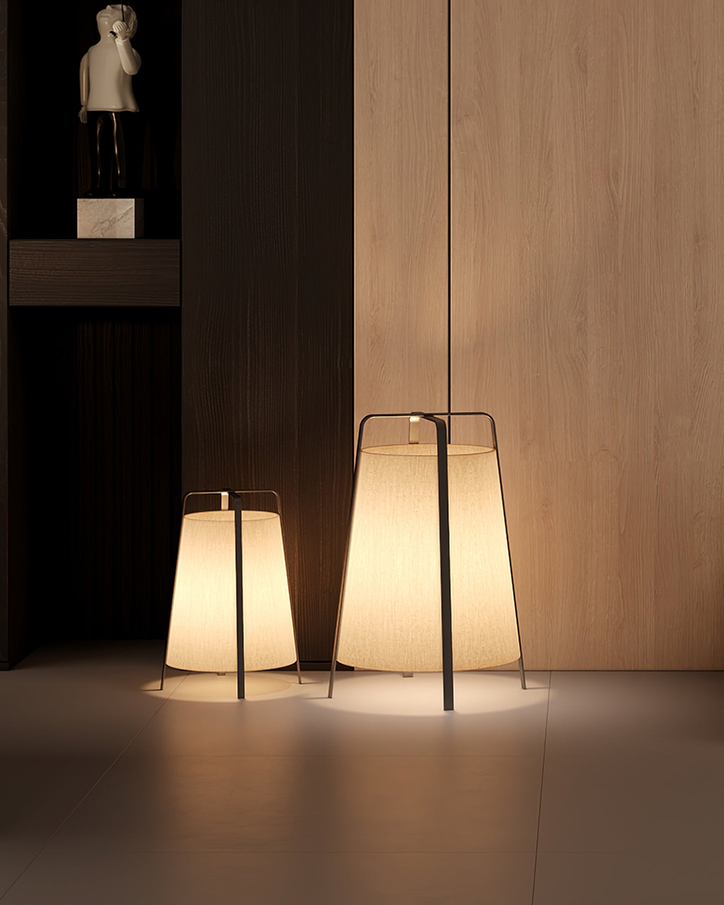 Minimalist Wabi Sabi Style Living Room Floor Lamp Retro Homestay Cloth Covered Table Lamp E27