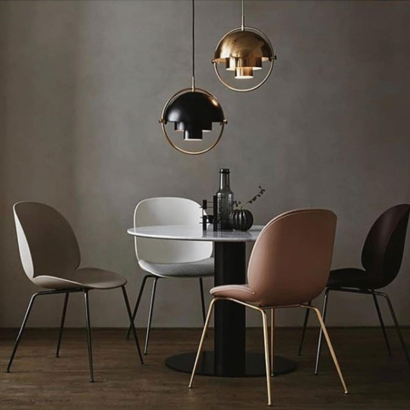 Postmodern Restaurant Chandelier Bar Light Creative Bedroom Bedside Iron Pendant Lamp Chrome E27