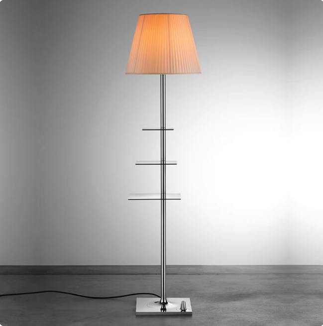 Nordic Creative Storage Rack Vertical Light Chrome Bedroom Living Room Cloth Cover Floor Lamp E27