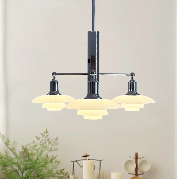 Nordic Classic Bedroom PH3/2 Restaurant Bar Chrome Iron Living Room Light Hotel Villa Glass Pendant Lamp E14*3