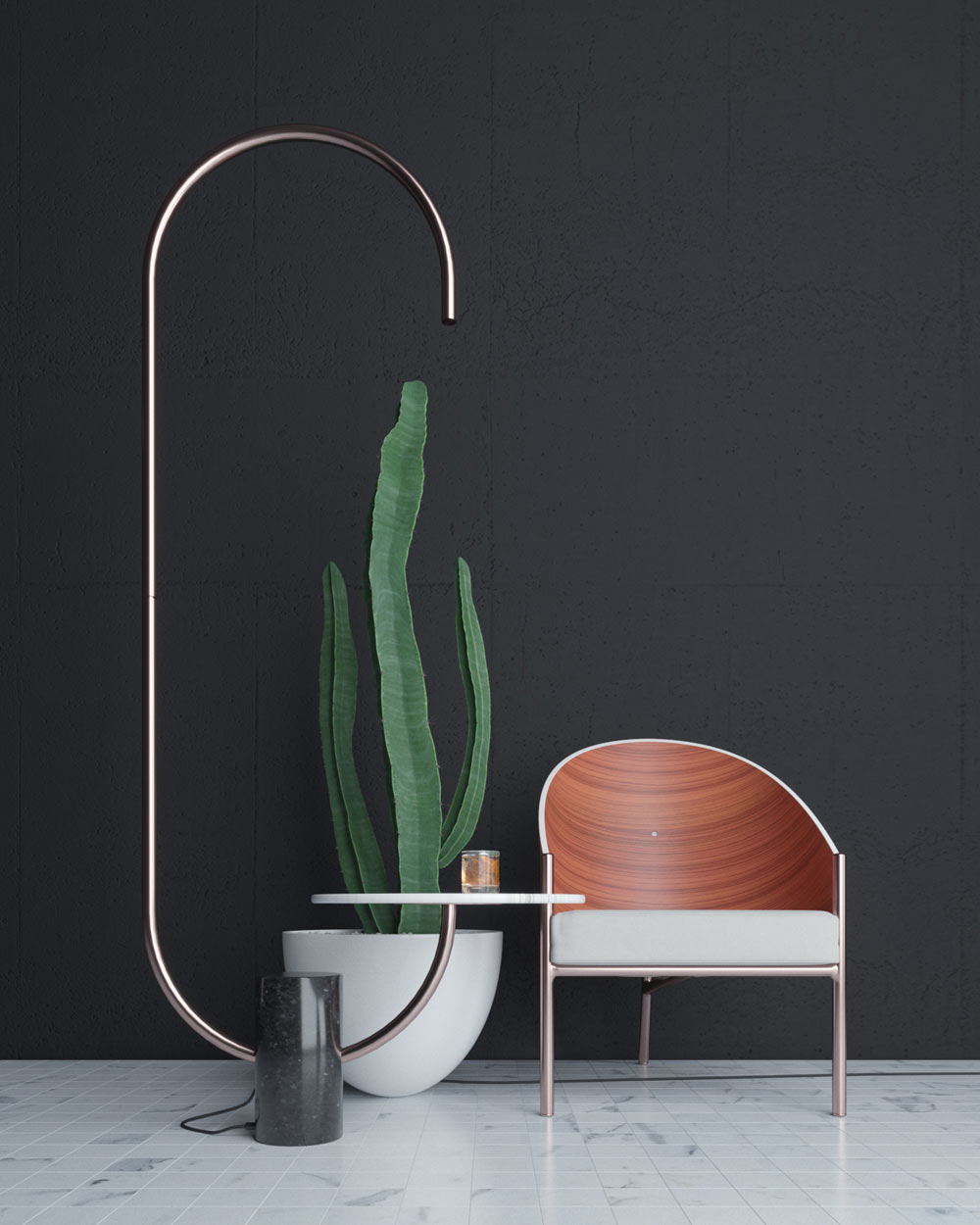 Modern ins Coffee Table Vertical Light Metal Study Living Room Bedroom Shelf Floor Lamp G9