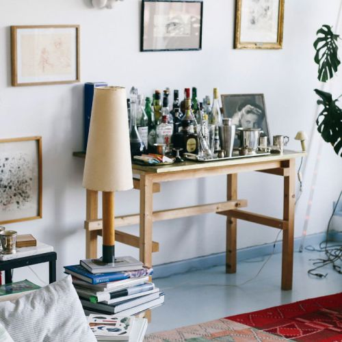 Stitched Beige Parchment Table Lamp Basica M2